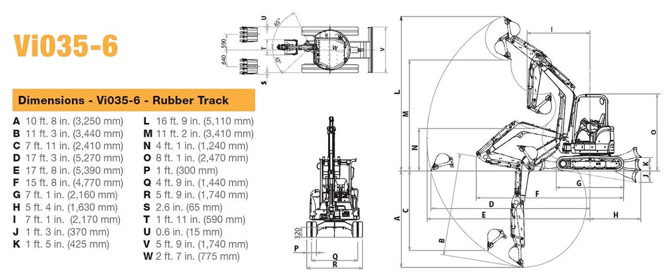 Rent the Mini Excavator VIO35 6A Yanmar 3.5 Metric Ton 11' Dig Depth